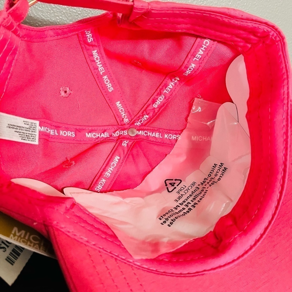 Michael Kors MK Logo Pink Baseball Cap Adjustable Hat NWT - Picture 3 of 5